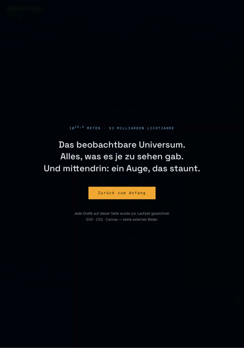 Universum-Sektion der von Kimi K3 gebauten Website MASSSTAB